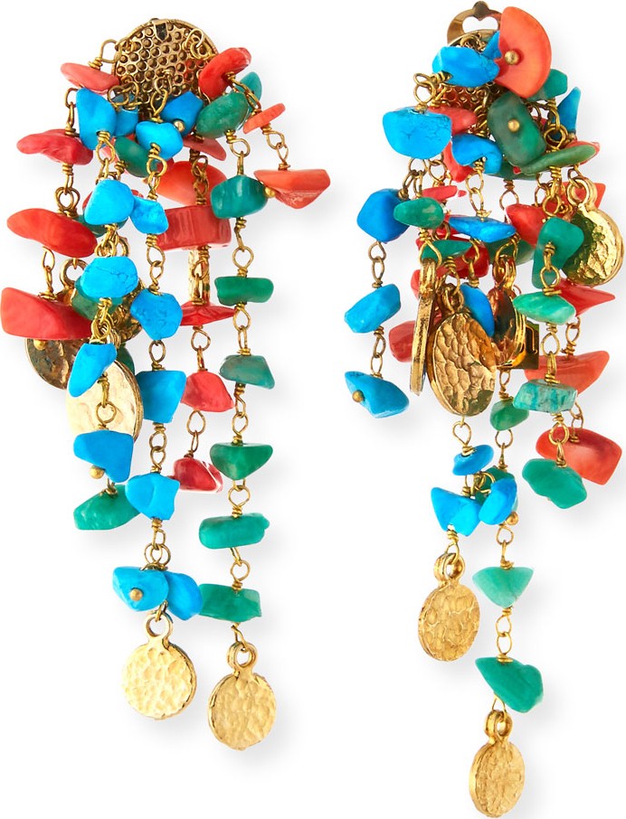 Rosantica Vento Turquoise & Coral Cluster Earrings