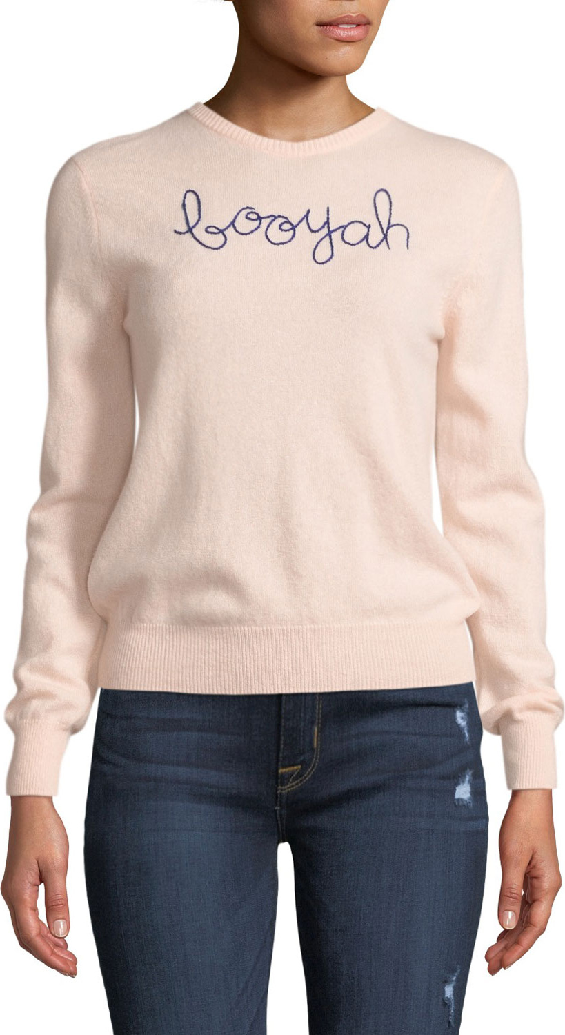 Lingua Franca Booyah Embroidered Cashmere Sweater