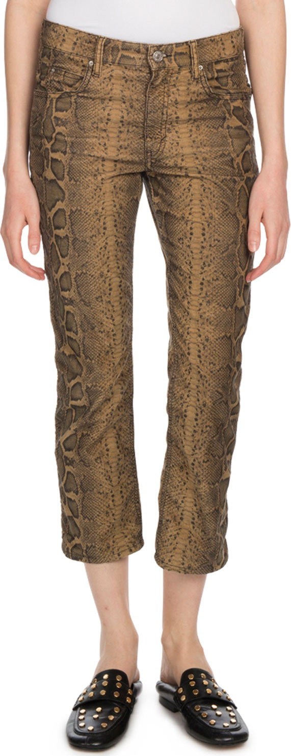 Isabel Marant Etoile Apolo Cropped Snake-Print Straight-Leg Jeans