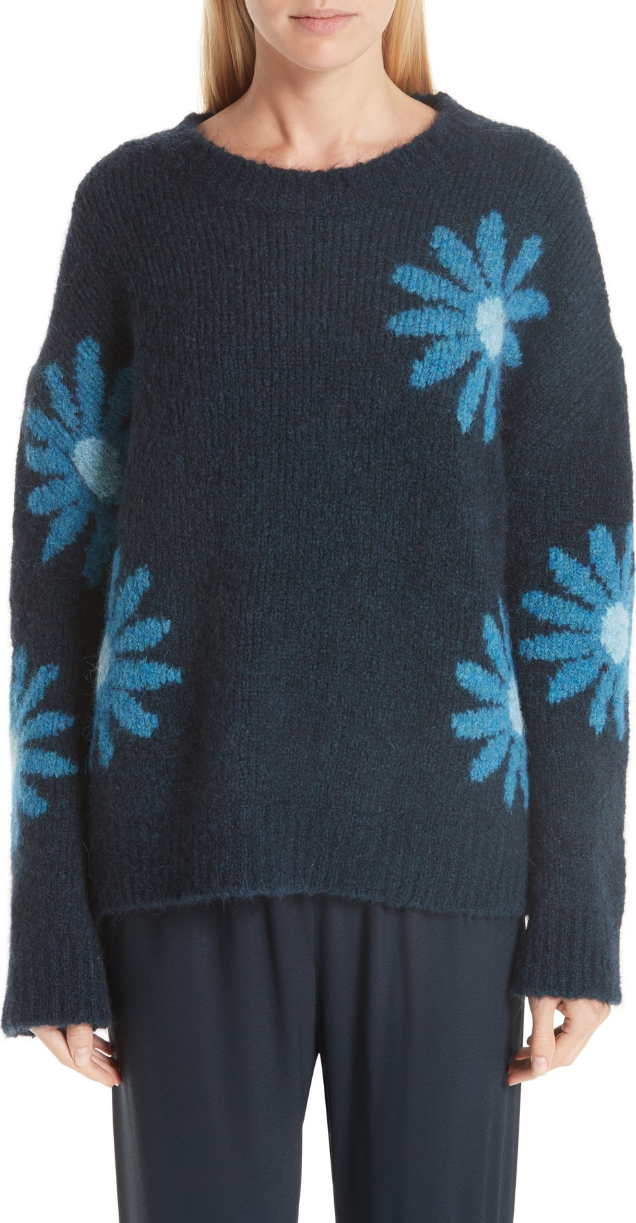 Mansur Gavriel Floral Alpaca & Wool Blend Sweater