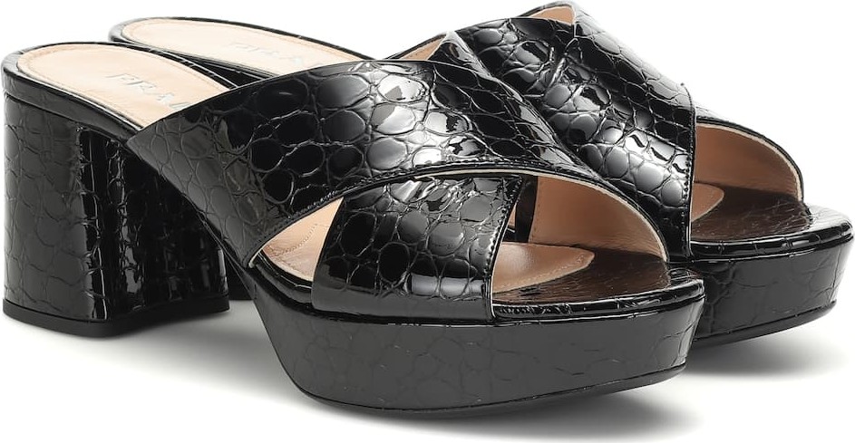 Prada Croc-effect patent leather sandals