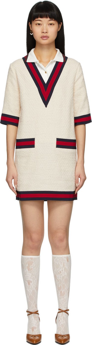 Gucci Off-White Tweed Short Dress