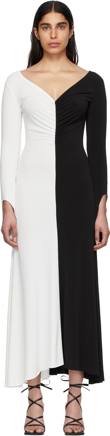 A.W.A.K.E Black & White Fluted Maxi Dress