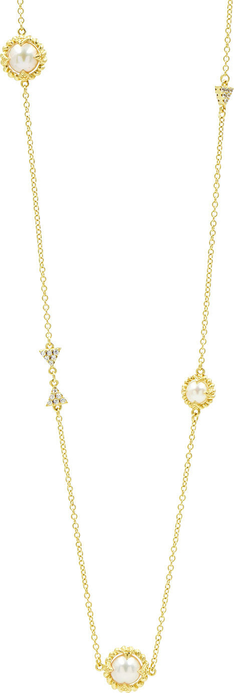 Freida Rothman Textured Long Cubic Zirconia Station Necklace