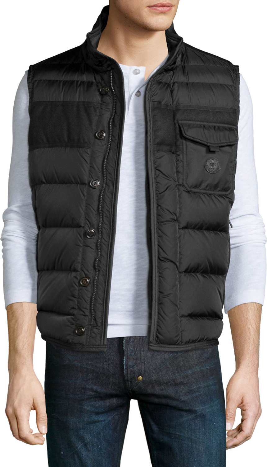 Moncler Athos Quilted Down Vest, Charcoal