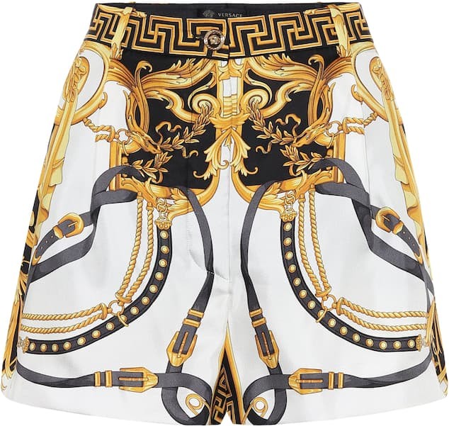 Versace Printed silk high-rise shorts