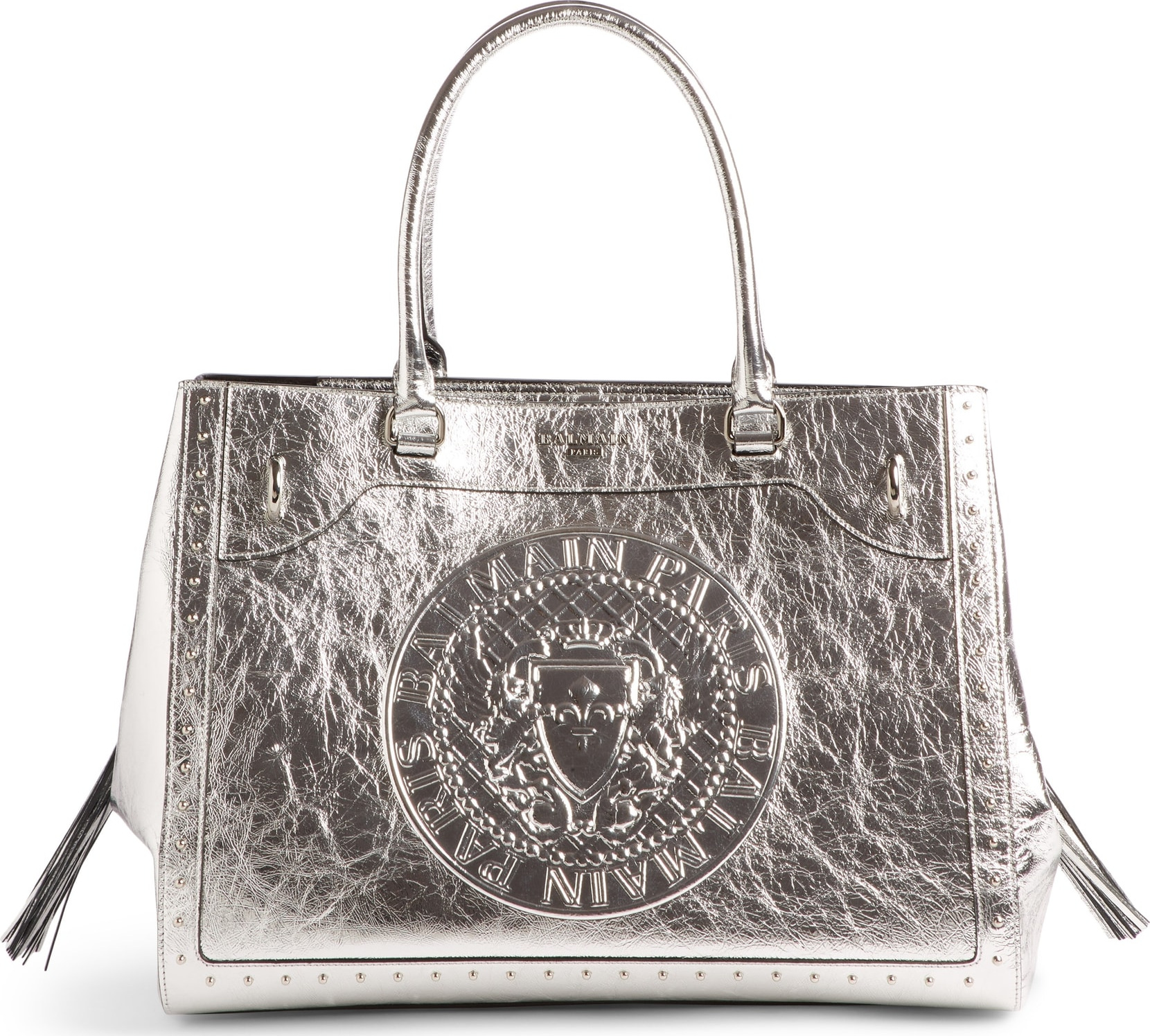 Balmain Renaissance Metallic Leather Tote