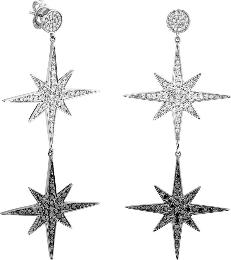 Sydney Evan Two-Tone 14k Diamond Starburst Drop Earrings
