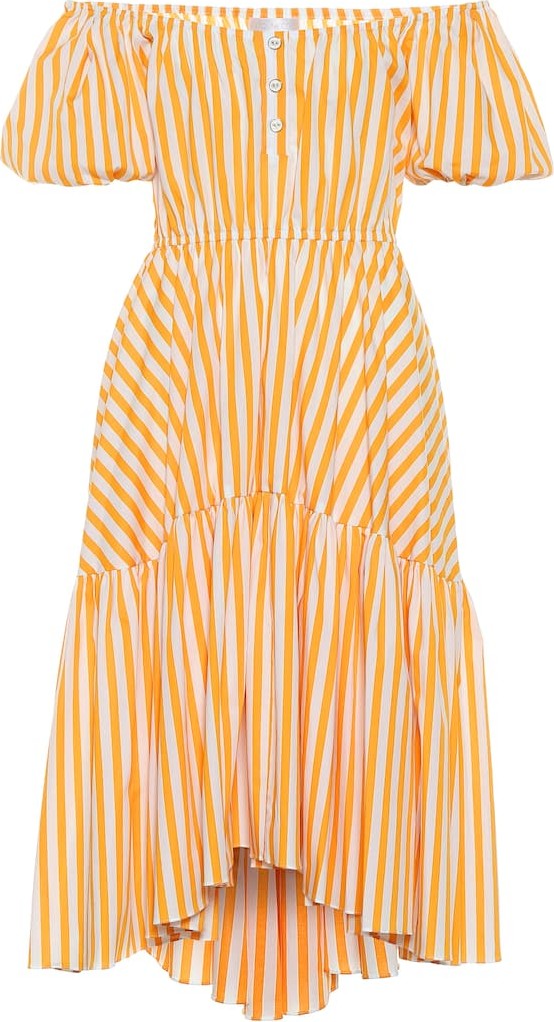 Caroline Constas Striped stretch cotton midi dress