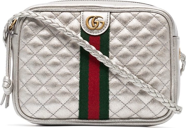Gucci silver leather mini quilted bag