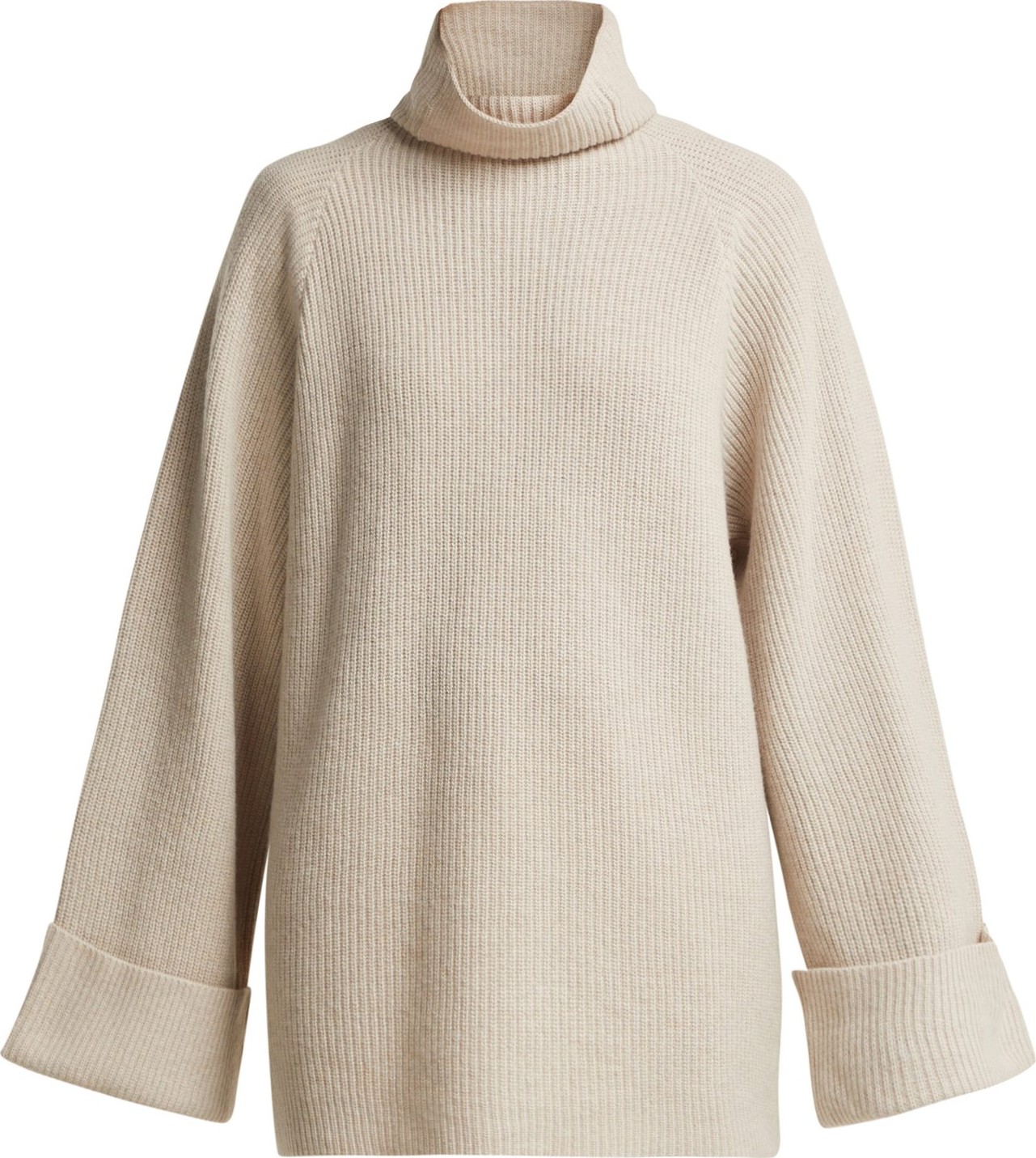 Raey Wide-sleeve ribbed roll-neck wool sweater