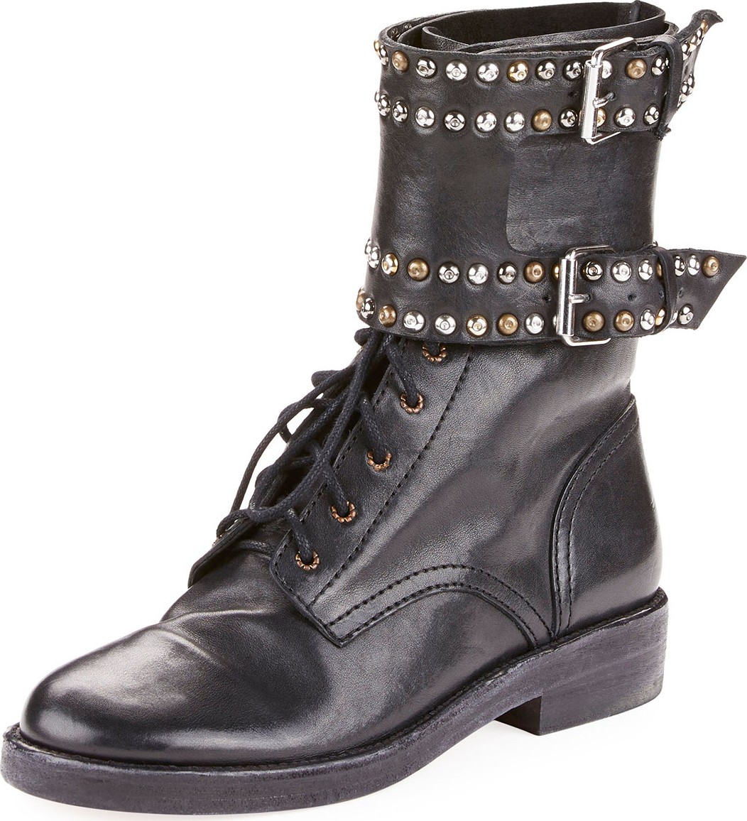 Isabel Marant Teylon Studded Buckle Leather Booties