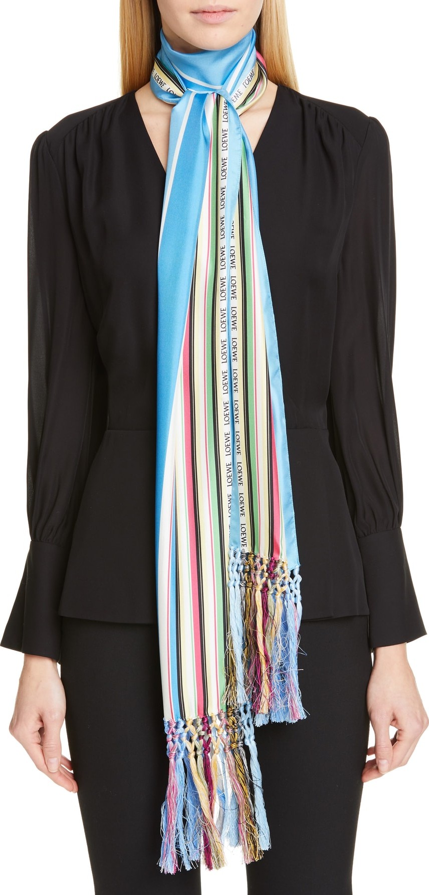 LOEWE Stripe Silk Scarf