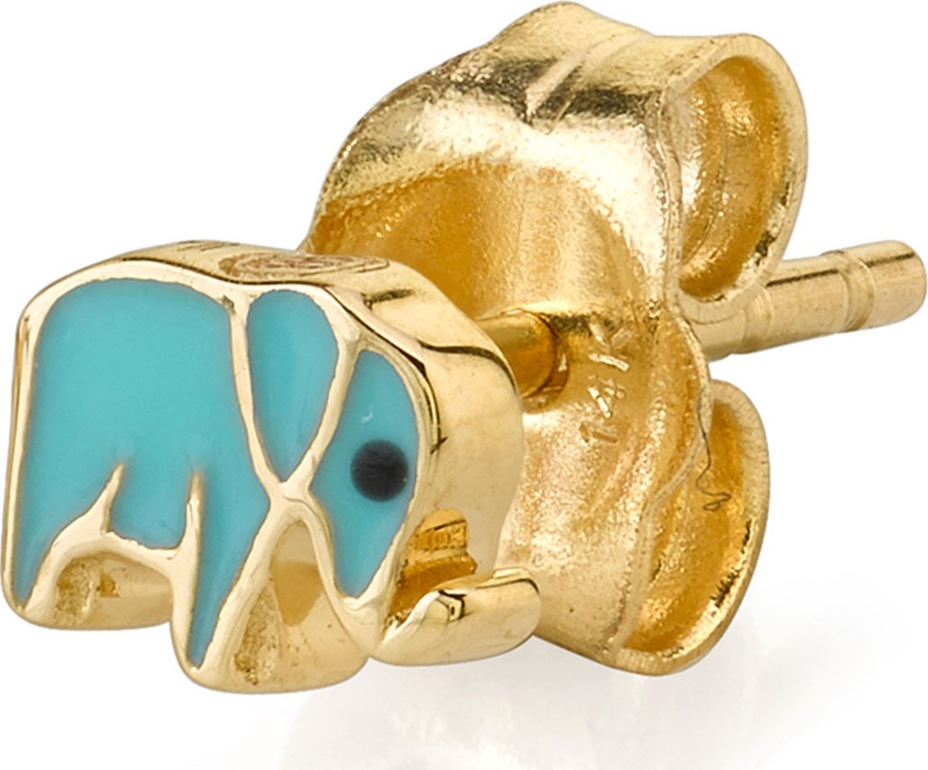 Sydney Evan 14k Mini Elephant Enamel Stud Earring, Right