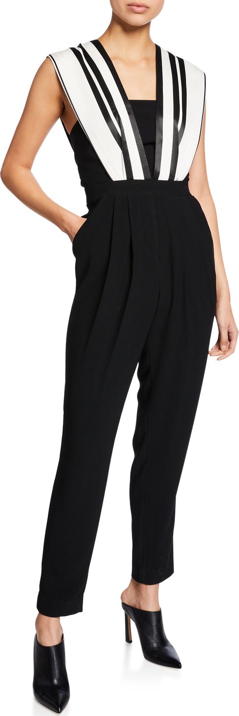 Three Floor Riot Girl Striped Sleeveless Straight-Leg Jumpsuit