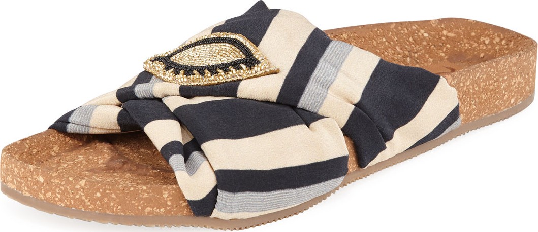 FIGUE Suki Beaded Silk Slide Sandals