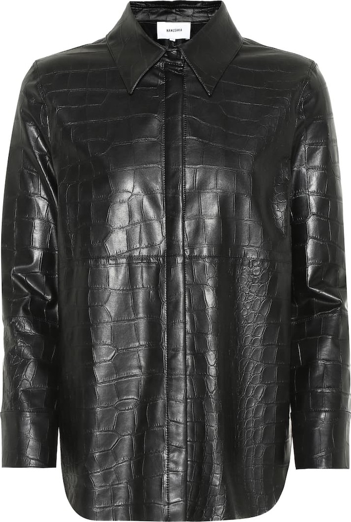 Nanushka Naum croc-effect faux leather shirt