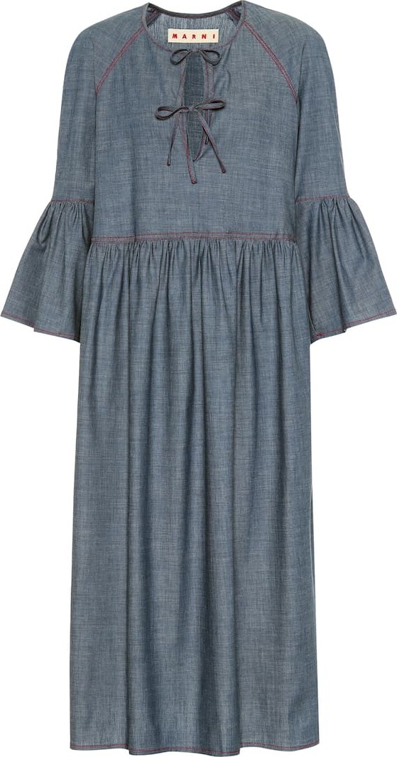 Marni Stretch-cotton chambray midi dress