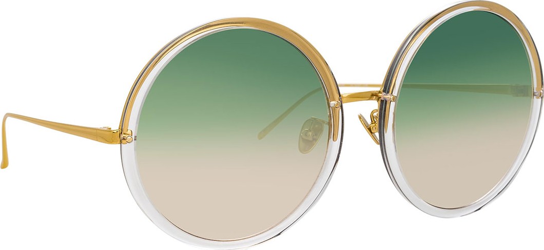 Linda Farrow Semi-Rimless Round Gradient Sunglasses