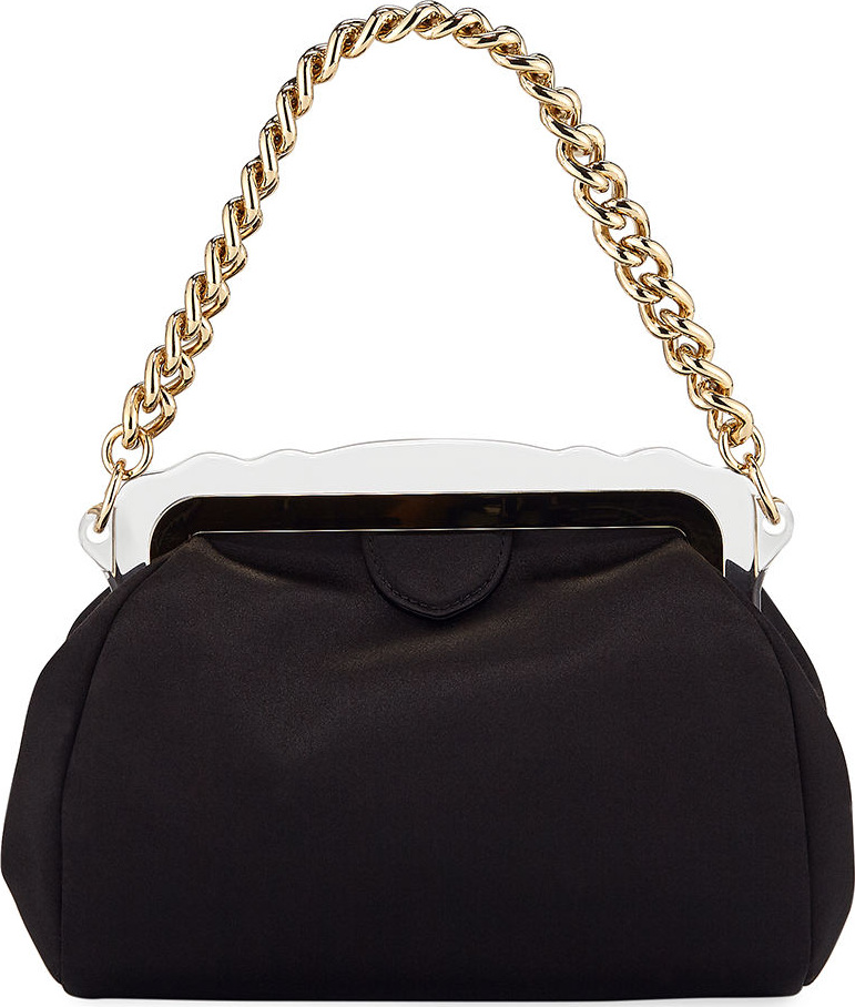 Edie Parker Aliza Framed Satin Chain-Handle Clutch Bag