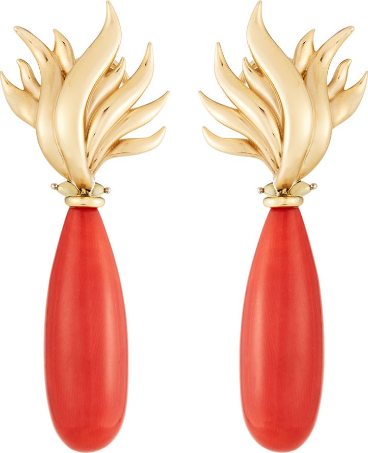 Assael 18k Coral Flame Teardrop Earrings