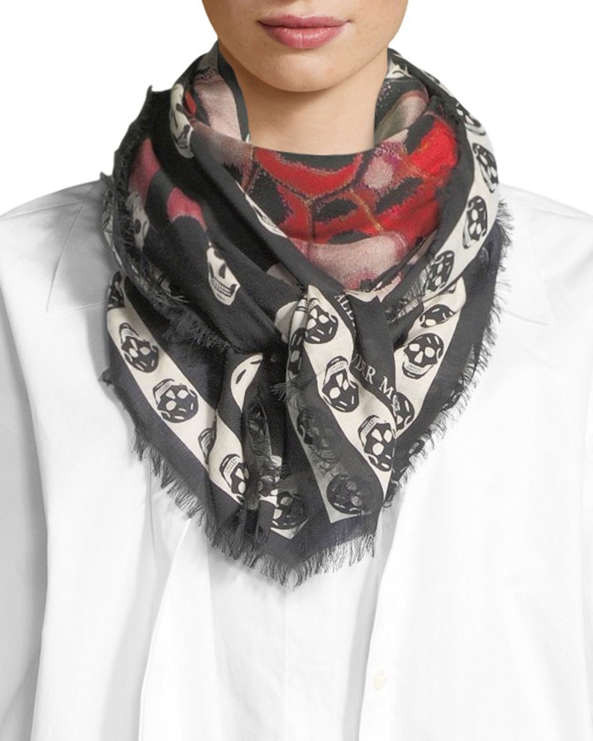 Alexander McQueen Giant Butterfly Allover Skull Scarf