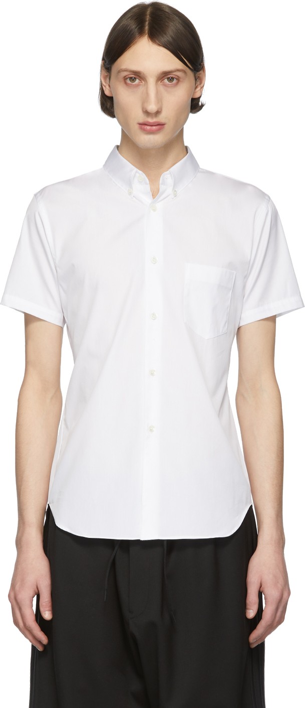 Comme Des Garcons White Cotton Poplin Short Sleeve Shirt