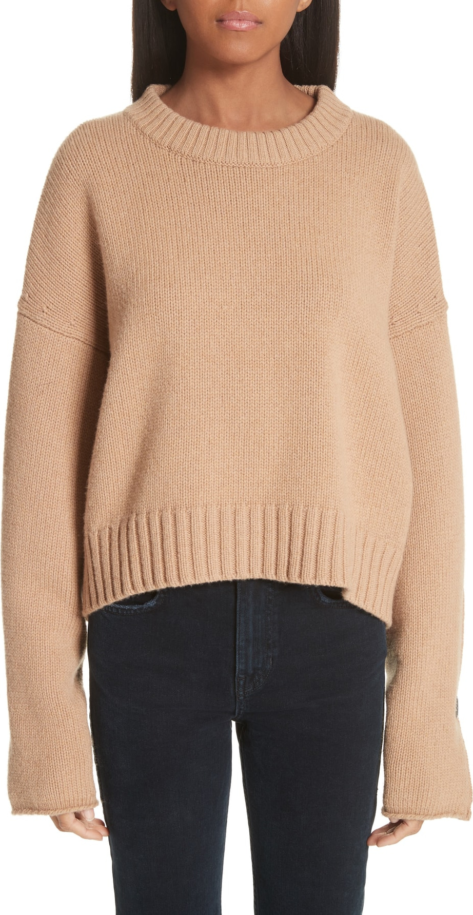 Proenza Schouler Button Cuff Wool & Cashmere Blend Sweater