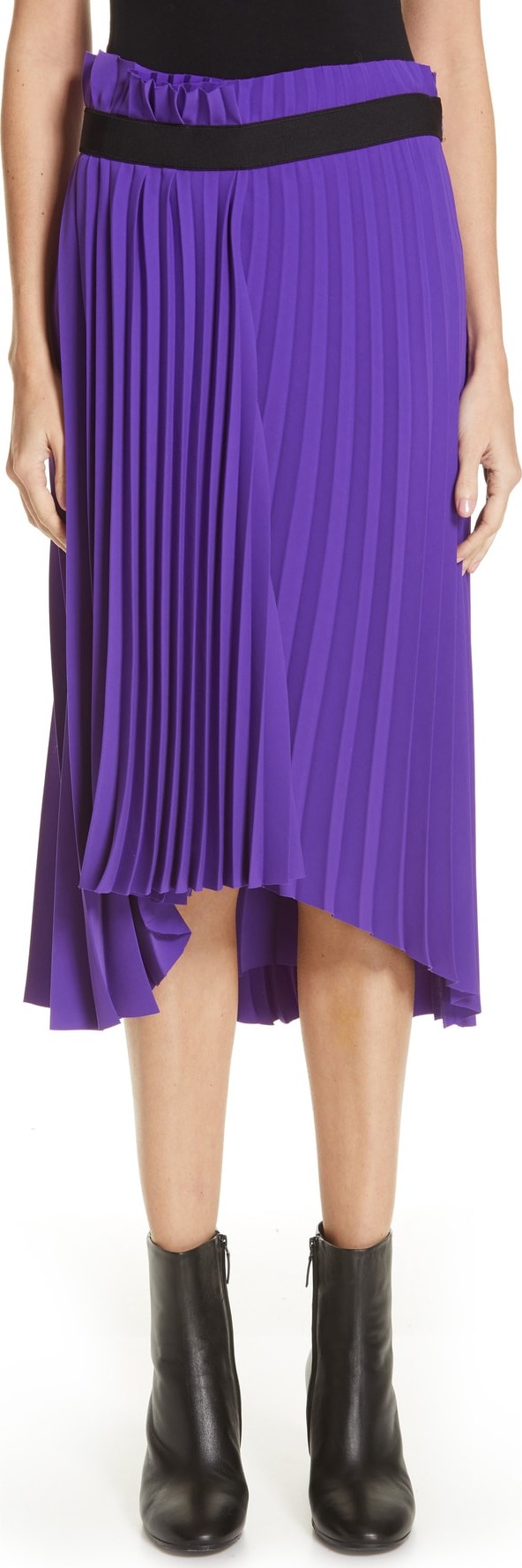 Balenciaga Fancy Asymmetrical Pleated Crepe Skirt