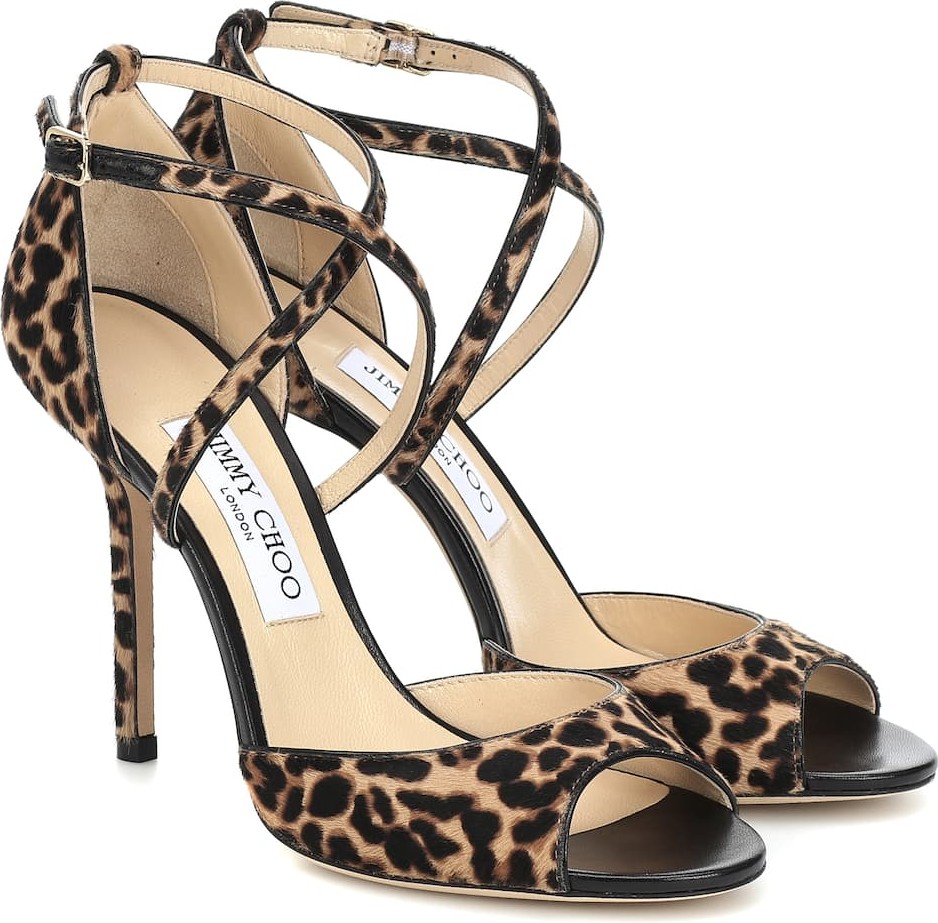 Jimmy Choo Emsy 100 printed calf hair sandals