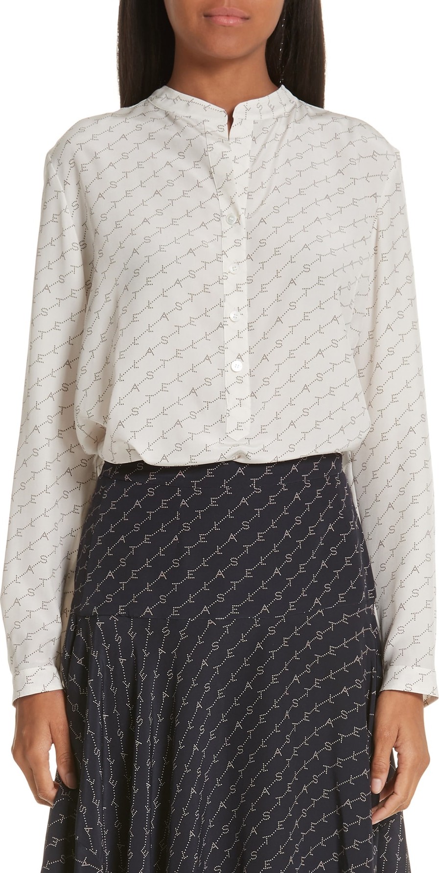 Stella McCartney Eva Logo Print Silk Shirt