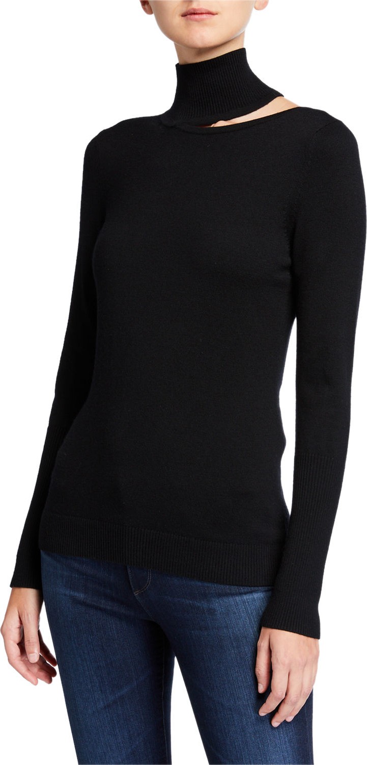 Elie Tahari Vita Turtleneck Cutout Sweater
