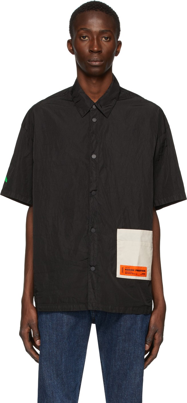 Heron Preston Black Textured Nylon Shirt