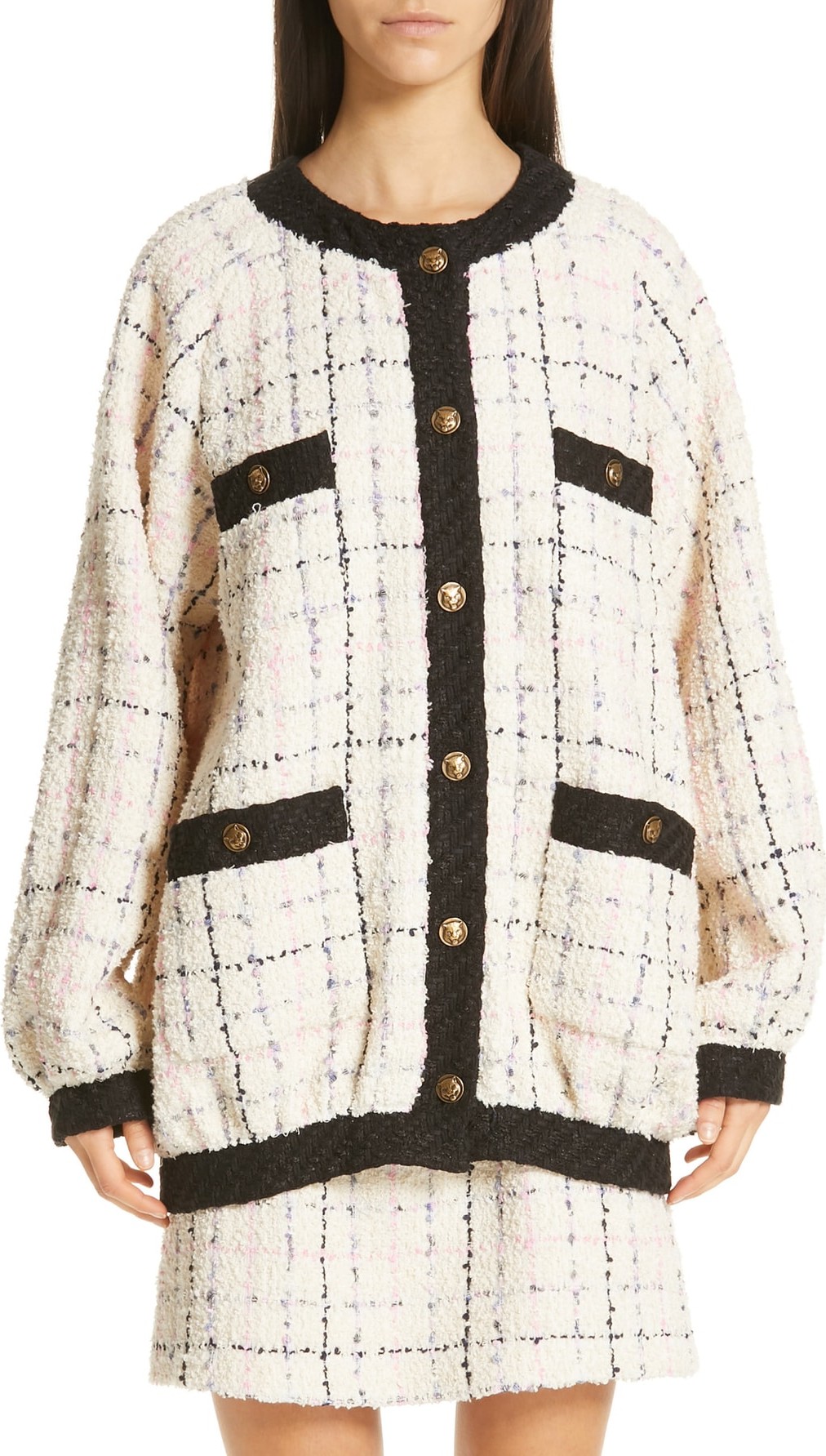 Gucci Oversize Tweed Bomber Jacket