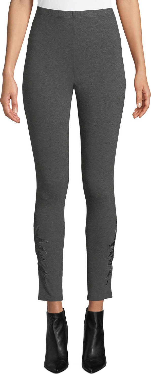 Johnny Was Darielle Tonal-Embroidered Leggings
