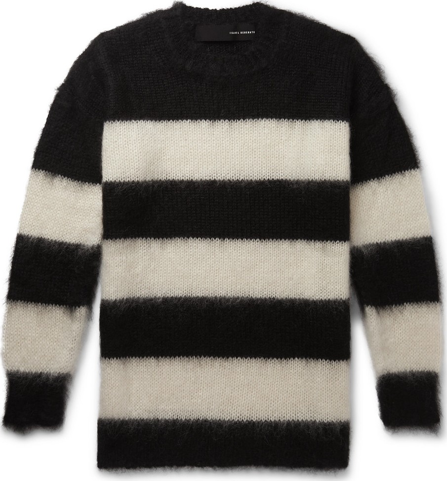 Isabel Benenato Striped Mohair-Blend Sweater