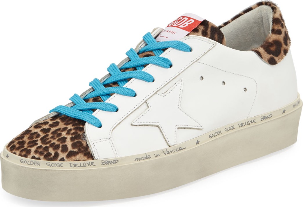 Golden Goose Deluxe Brand Hi Star Leather & Leopard Platform Sneakers