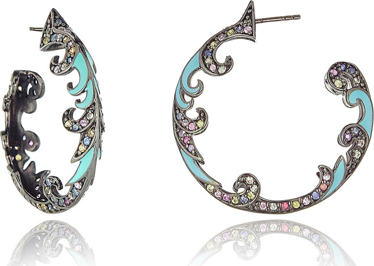 MCL by Matthew Campbell Laurenza Turquoise & Sapphire Hoop Earrings