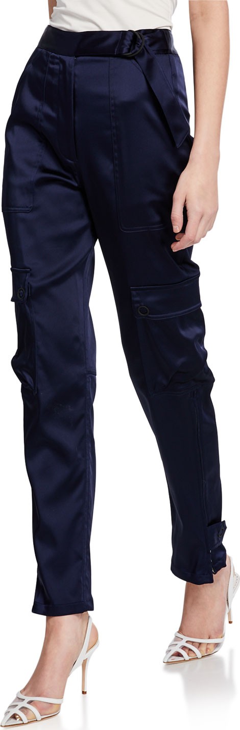 Jonathan Simkhai Structured Sateen High-Rise Utility Pants Jonathan Simkhai Structured Sateen High-Rise Utility Pants
