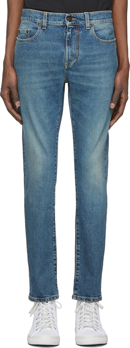 Saint Laurent Blue Skinny 5 Pocket Jeans