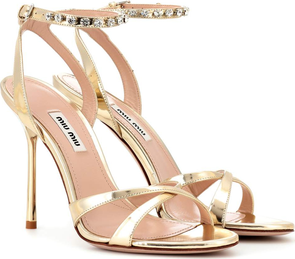 Miu Miu Embellished patent leather sandals
