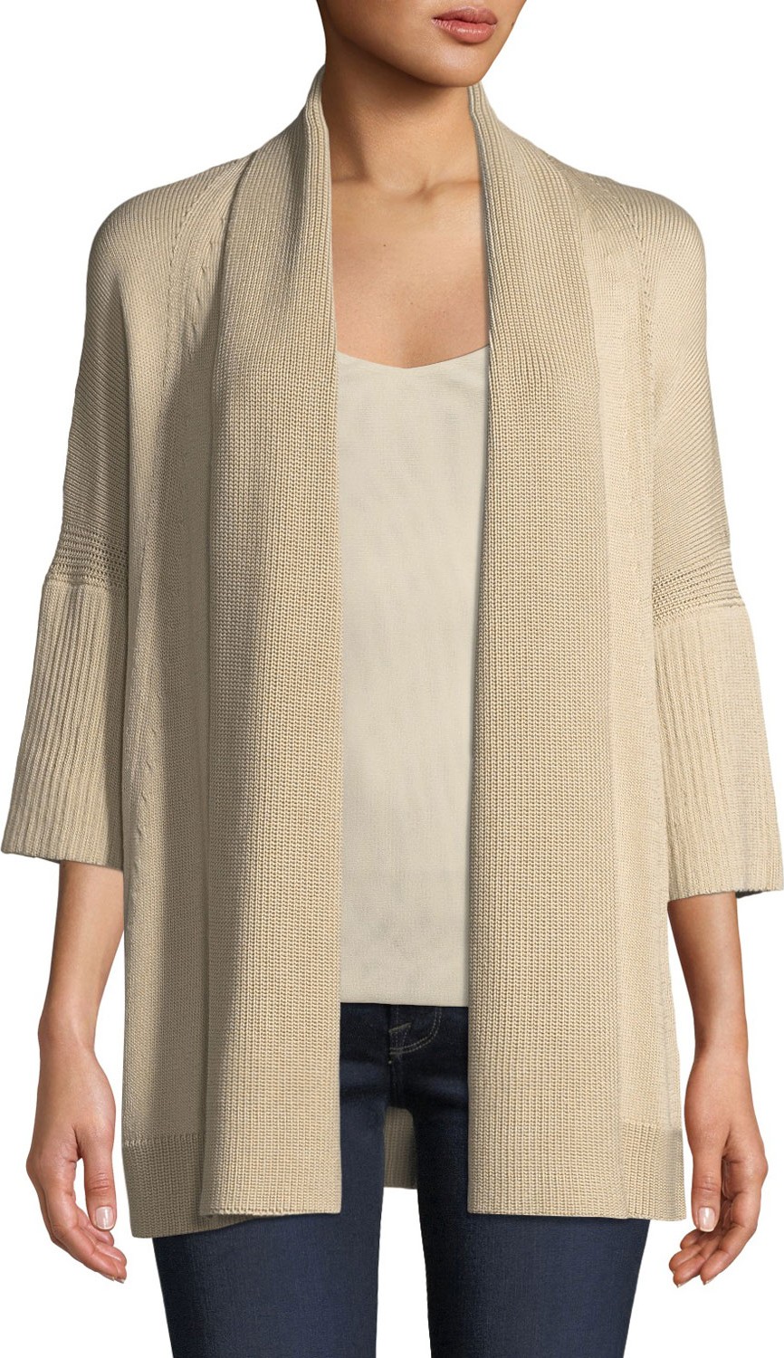 Lafayette 148 New York Short-Sleeve Open-Front Cardigan
