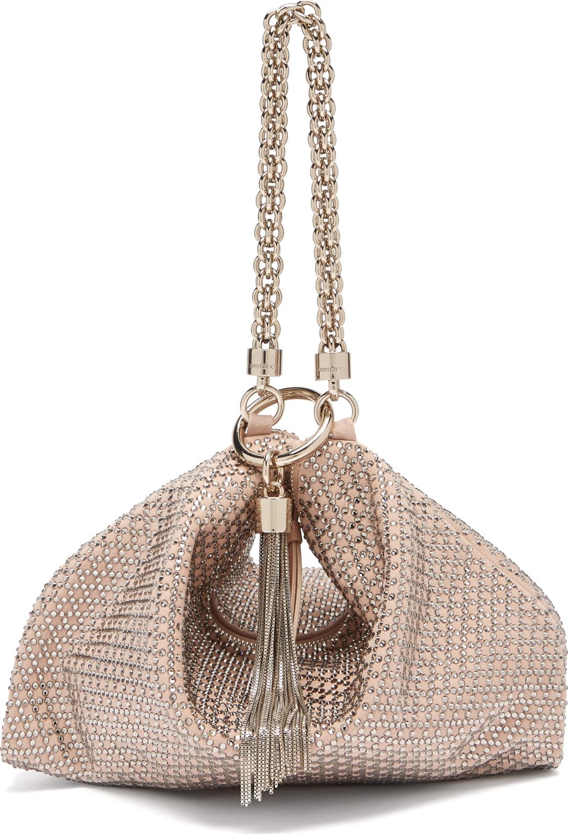 Jimmy Choo Callie crystal-embellished pink suede purse