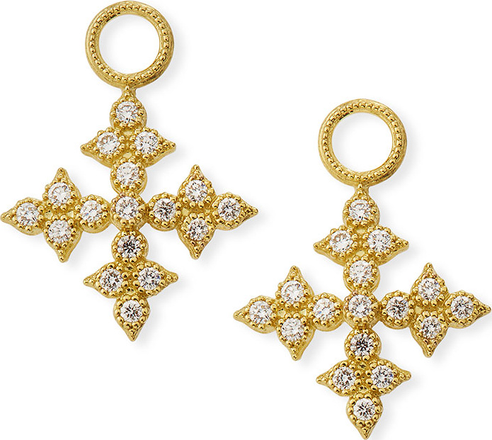 Jude Frances 18k Moroccan Diamond Maltese Cross Earring Charms