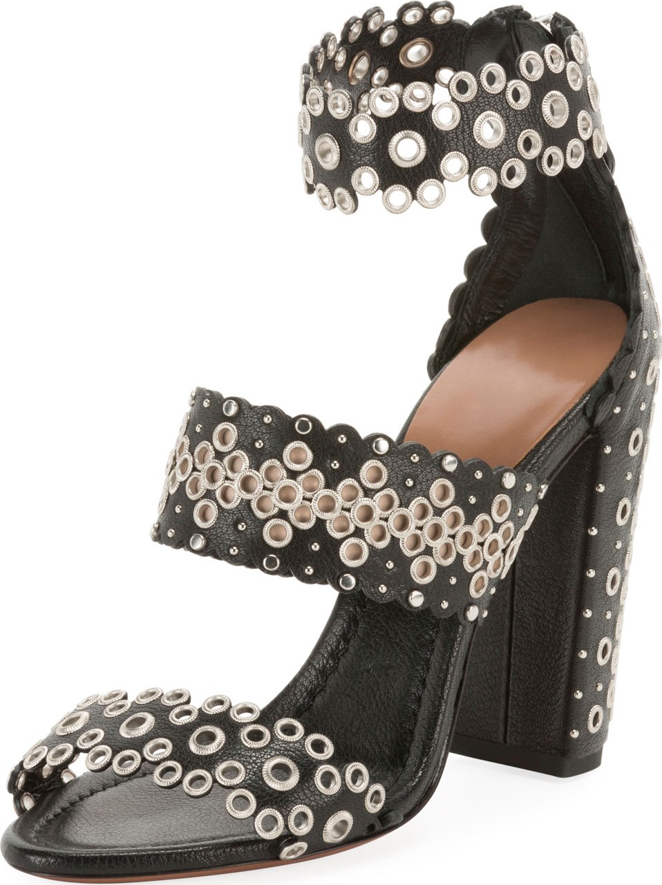 Alaïa Chunky Grommet-Trim Sandals