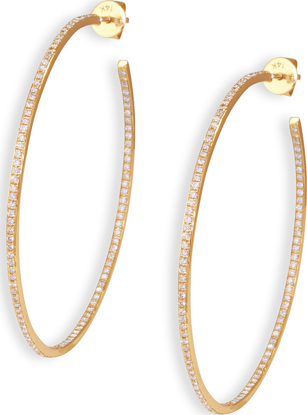 Sydney Evan 14k Diamond Micropave Medium Hoop Earrings