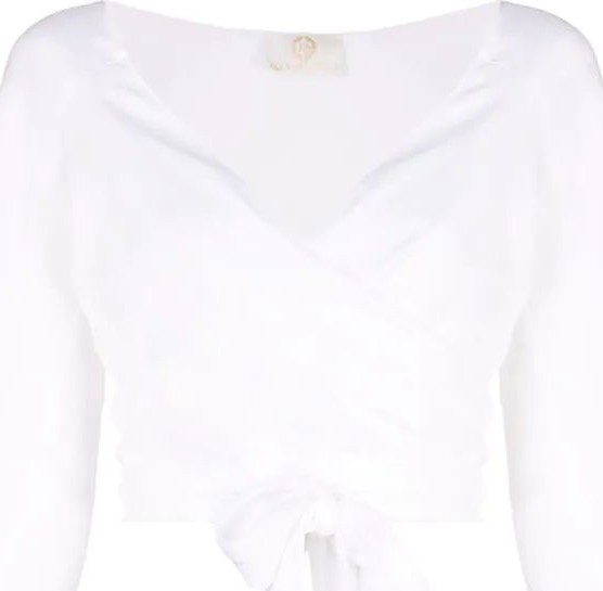 Sara Battaglia wrap front crop top