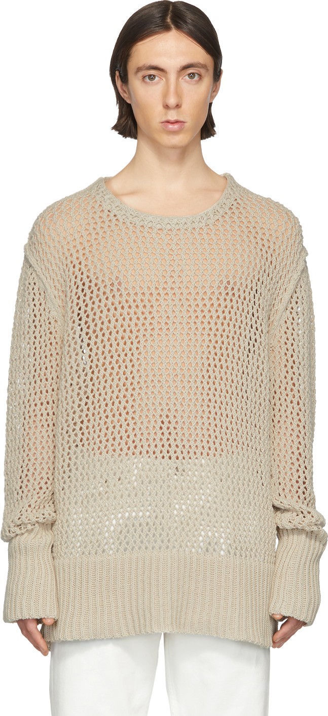 Maison Margiela Beige Chain Stitch Gauge 3 Sweater