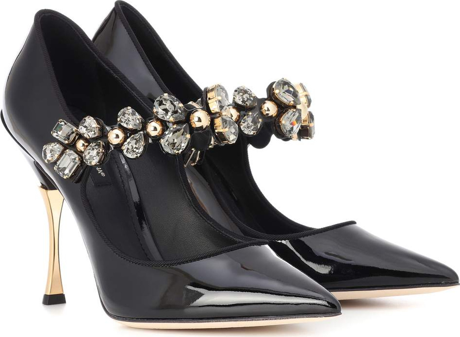 Dolce & Gabbana Crystal-embellished leather pumps