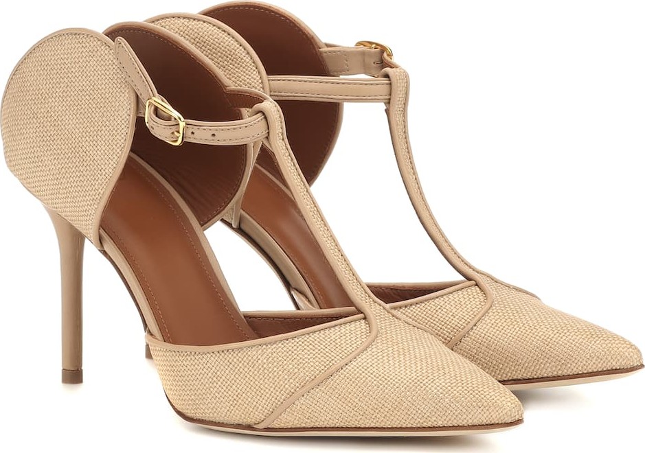 Malone Souliers Imogen 85 raffia and leather mules
